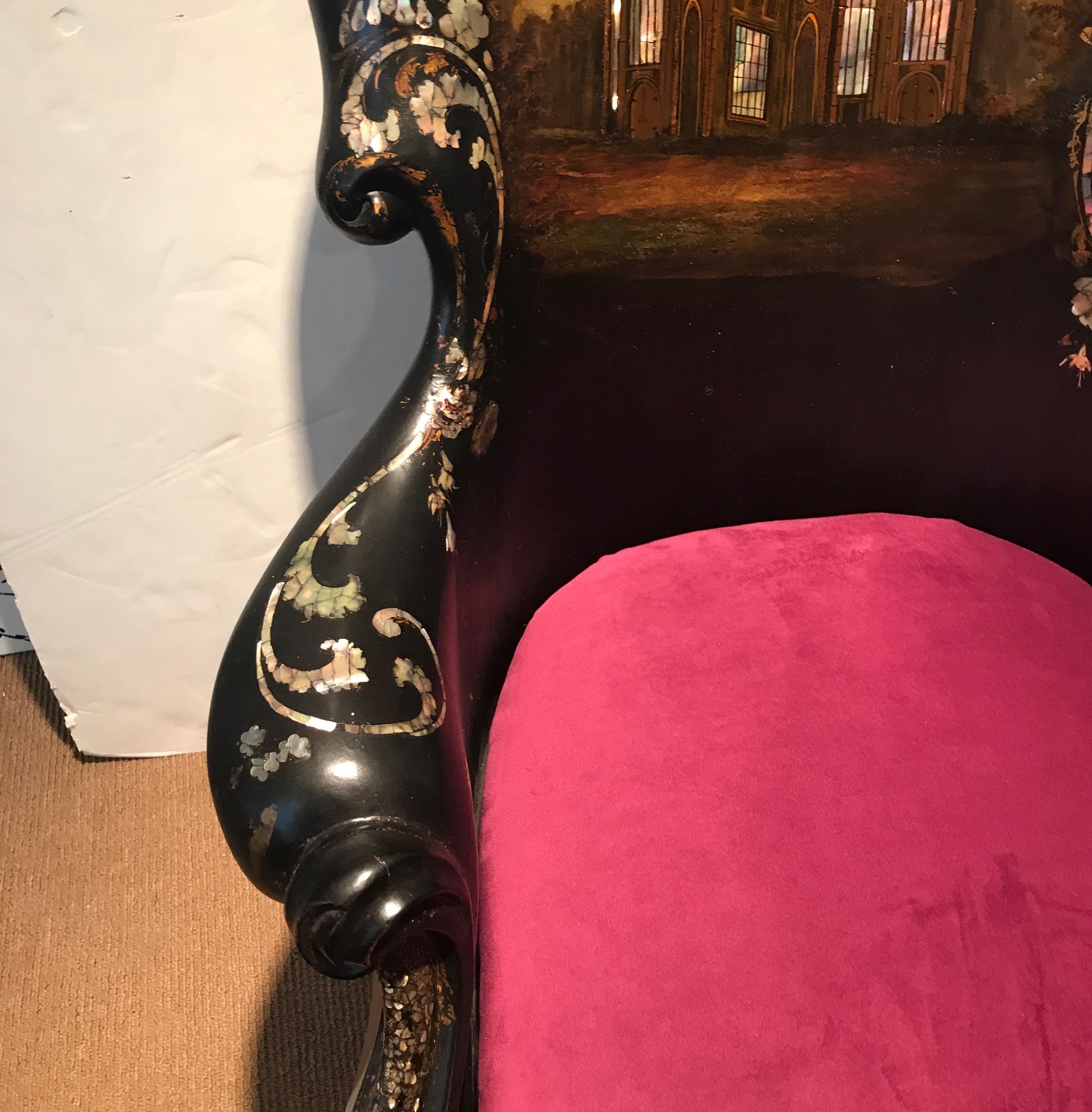 19th Century English Papier Mâché Mother-of-Pearl Inlaid Chair In Excellent Condition For Sale In Lambertville, NJ
