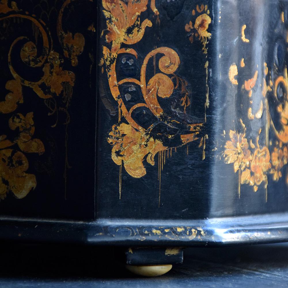 Paper 19th Century English Papier Mache Tea Caddy