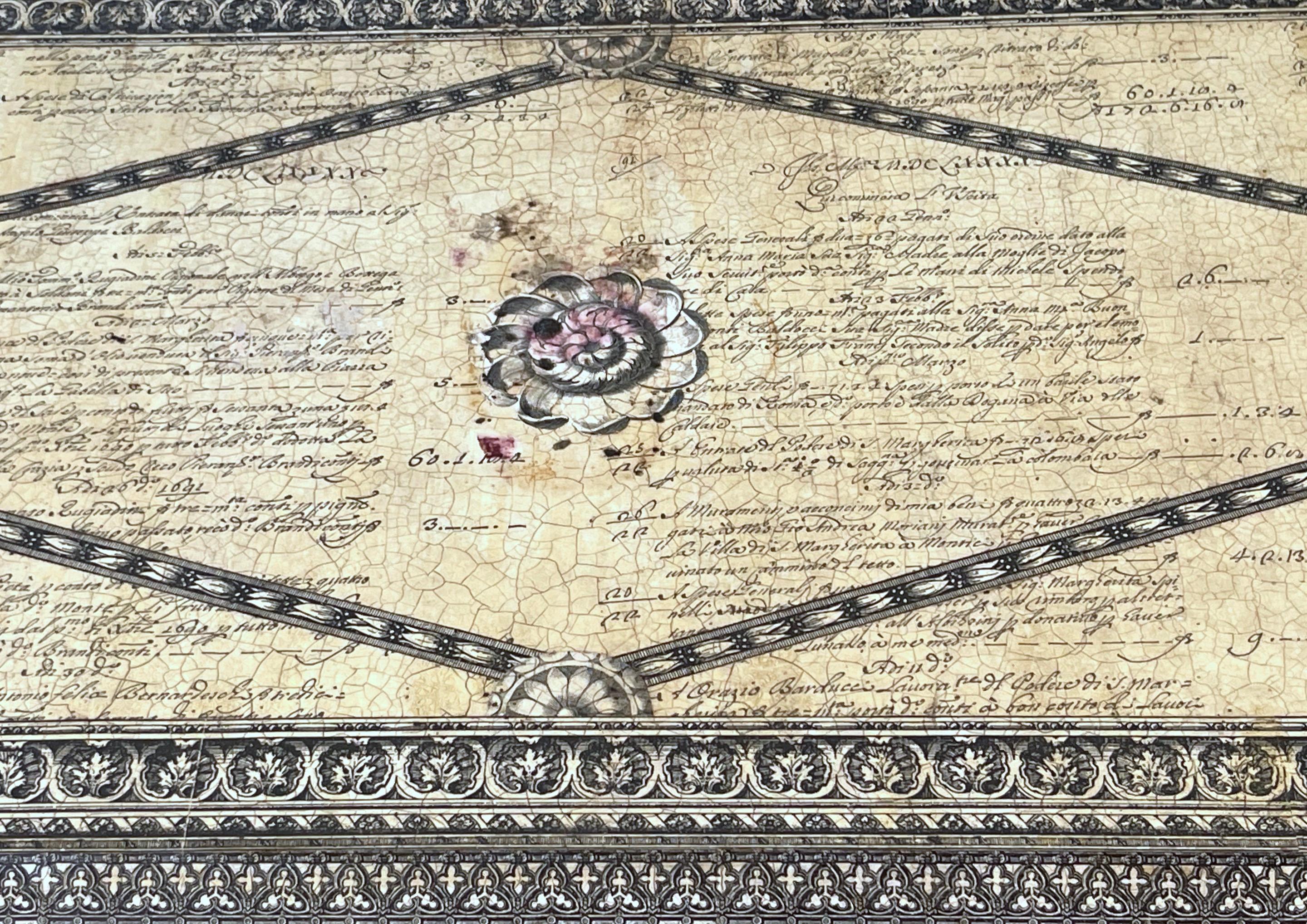 Enamel 19th Century English Parchment Piranesi Style Decoupage Chest of Drawers 
