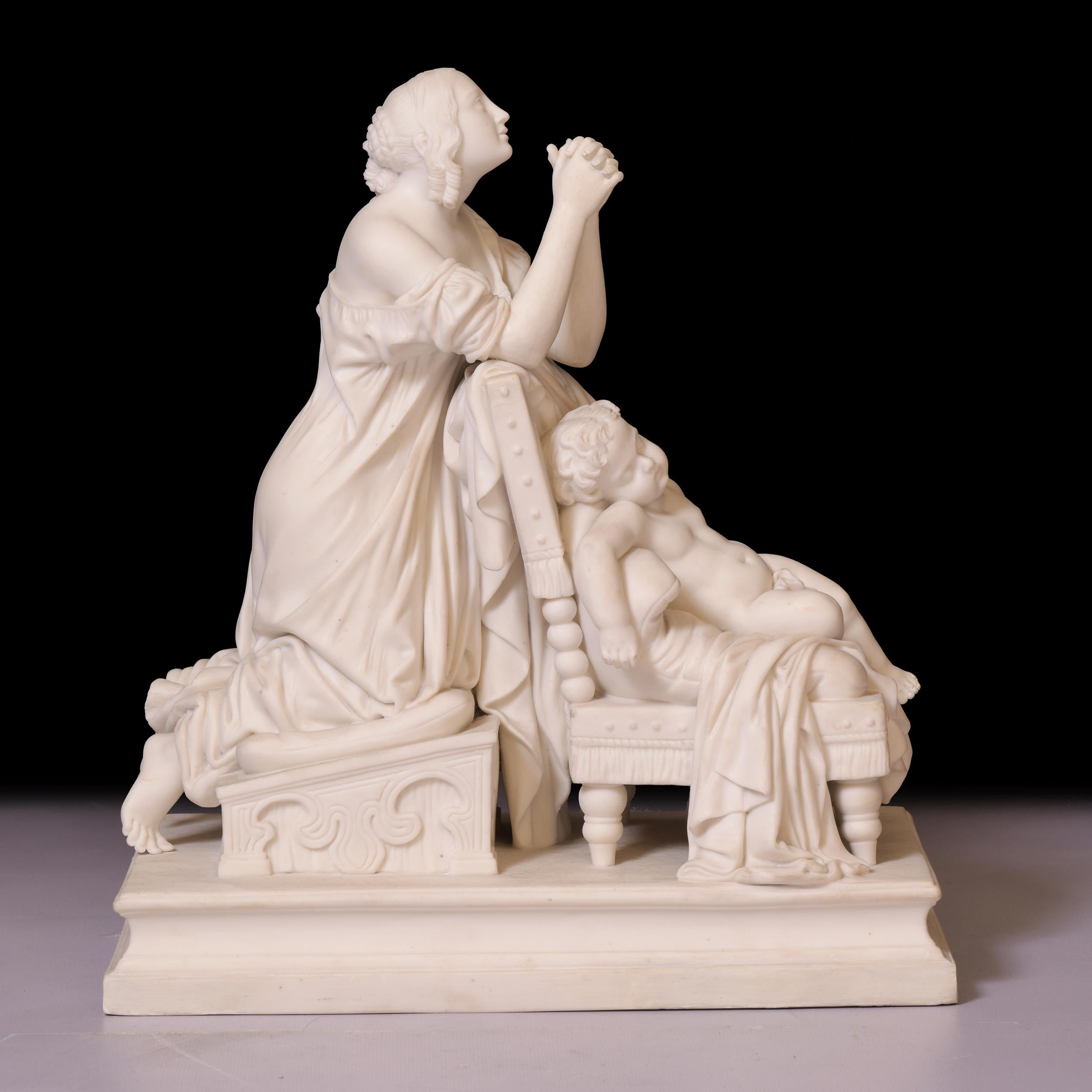 A very fine parian group of Mother and child, modeled as a mother praying over her sleeping child.

Circa 1860

English

Footnote:

Minton ware, cream-coloured and blue-printed earthenware maiolica, bone china, and Parian porcelain produced at a