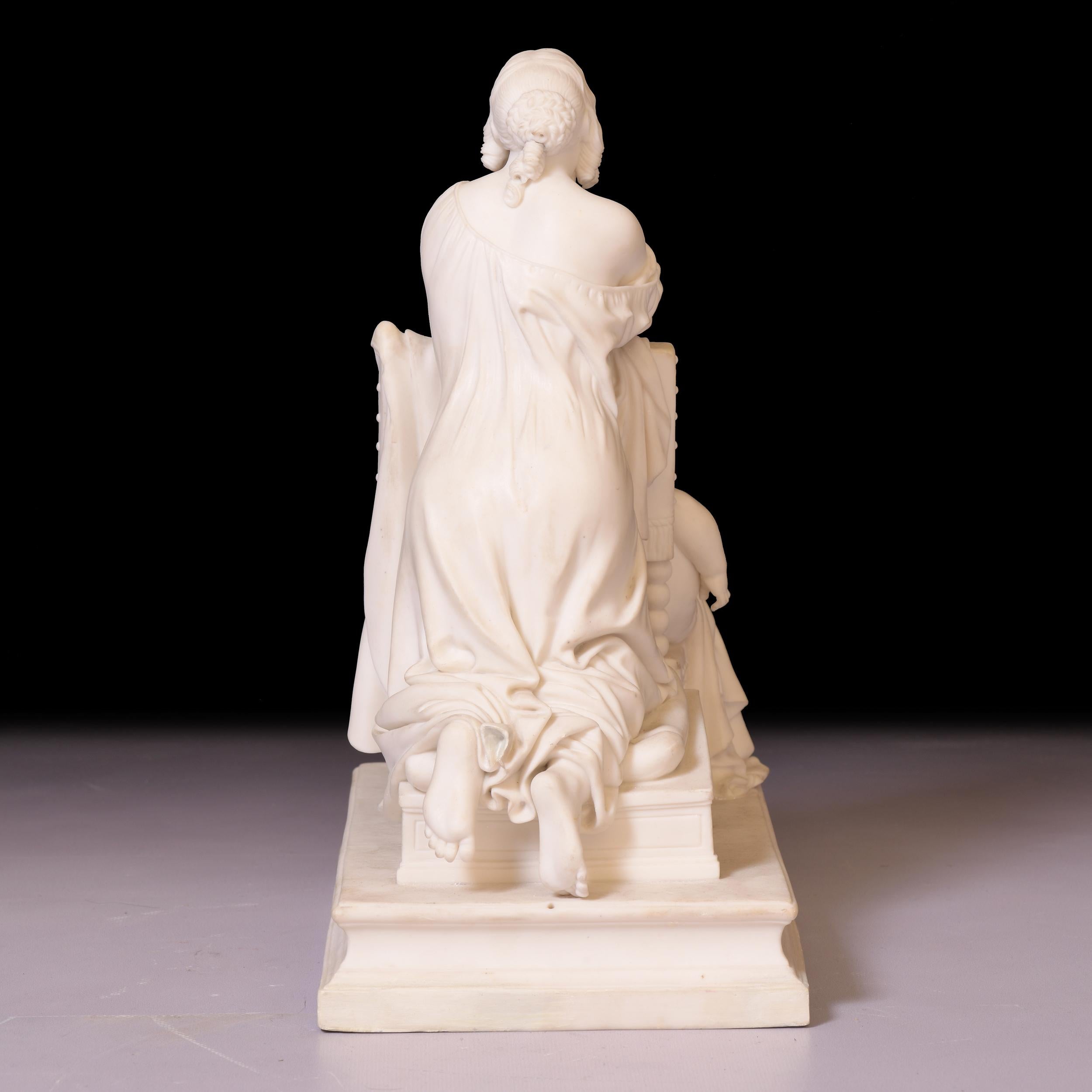 Porcelain 19th Century English Parian Group Of Mother & Child In Prayer By Minton For Sale