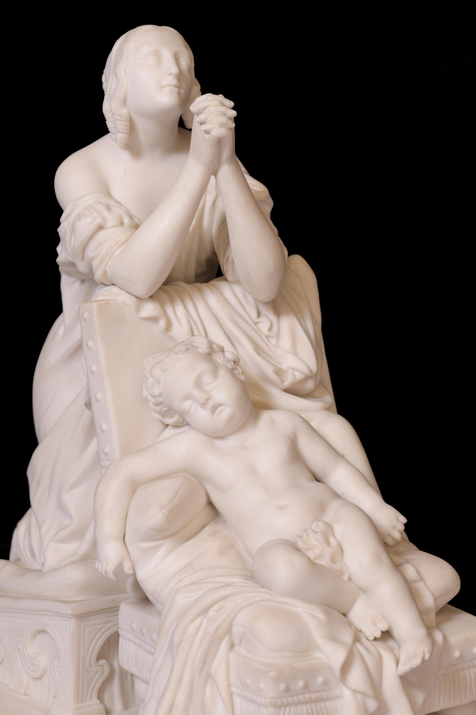Porcelaine Groupe en parian anglais du XIXe siècle représentant une mère et son Child en prière, par Minton en vente