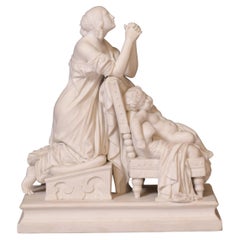 Antique 19th Century English Parian Group Of Mother & Child In Prayer By Minton