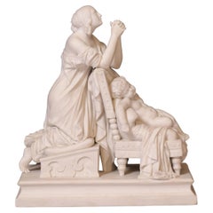 19th Century English Parian Group Of Mother & Child In Prayer By Minton