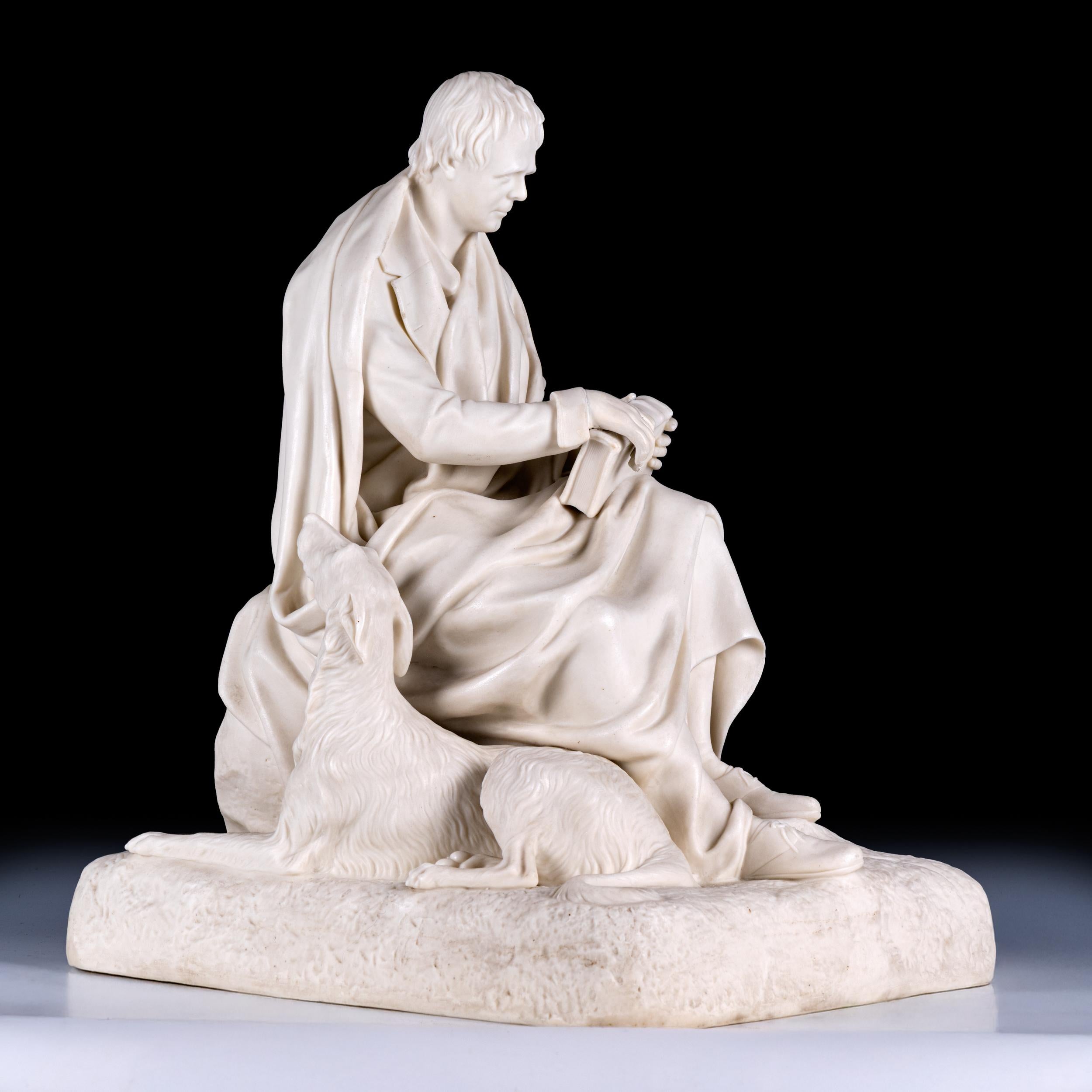 19th Century English Parian Group Of Sir Walter Scott By Copeland Signed J.Steel In Good Condition For Sale In Dublin, IE