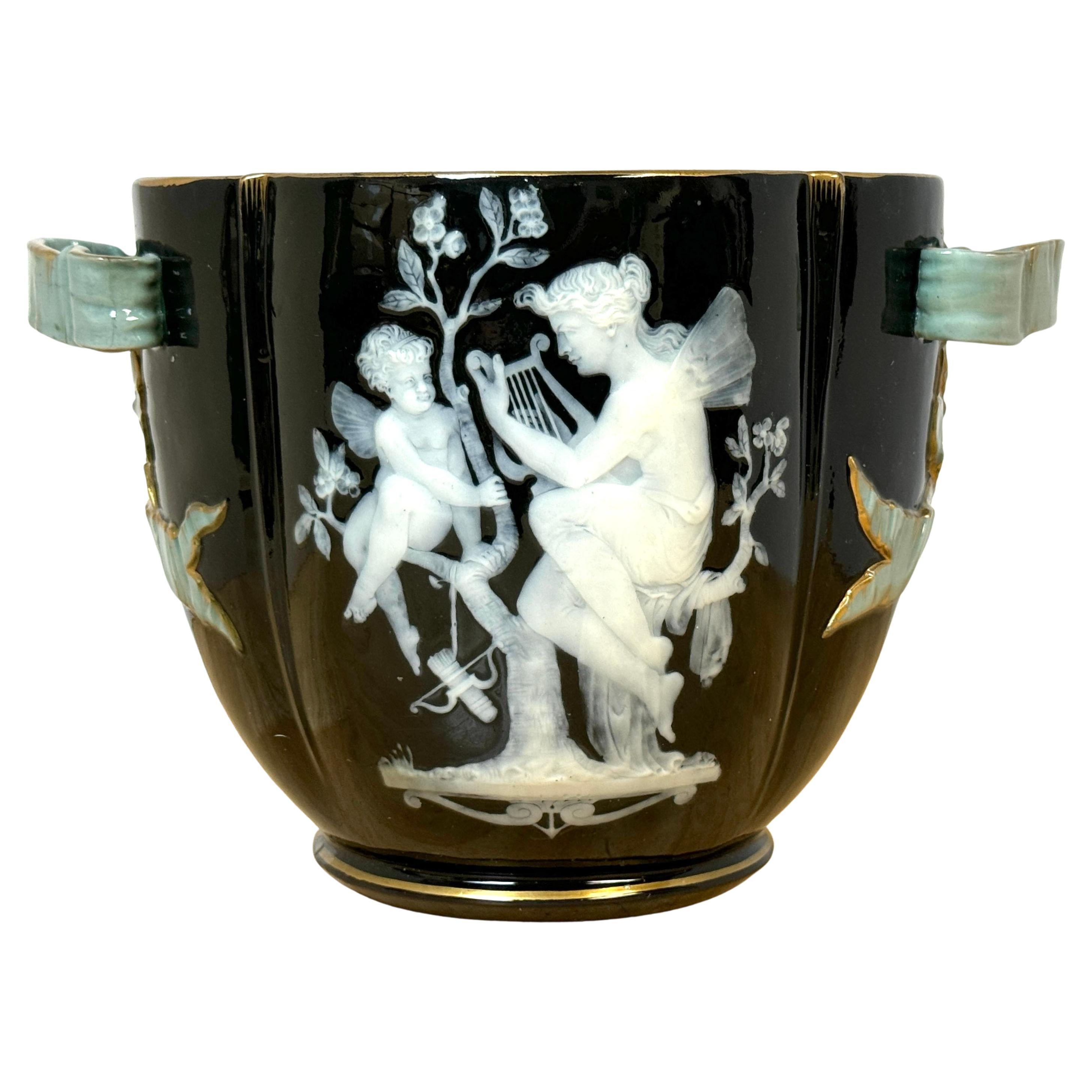 19th Century English Pâte-sur-pâte Allegorical Cache Pot, by George Jones