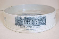 19th Century English Pearlware Large Char Pate Dish with Fish Print