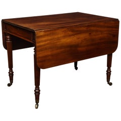 Antique 19th Century English Pembroke Table with One Drawer in Mahogany