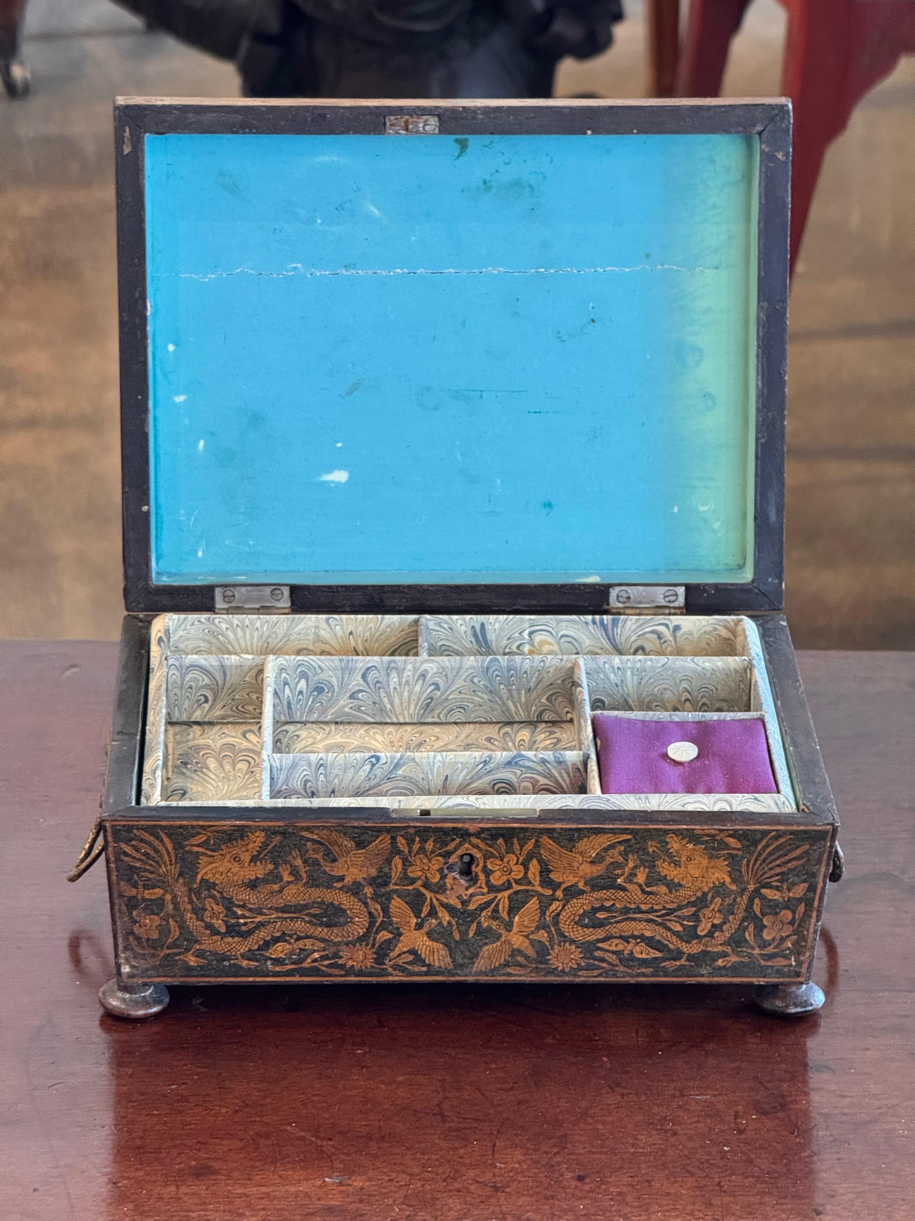 19th Century English Penwork Box In Good Condition For Sale In Charlottesville, VA