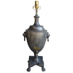 19th Century English Pewter Hot Water Urn as Lamp