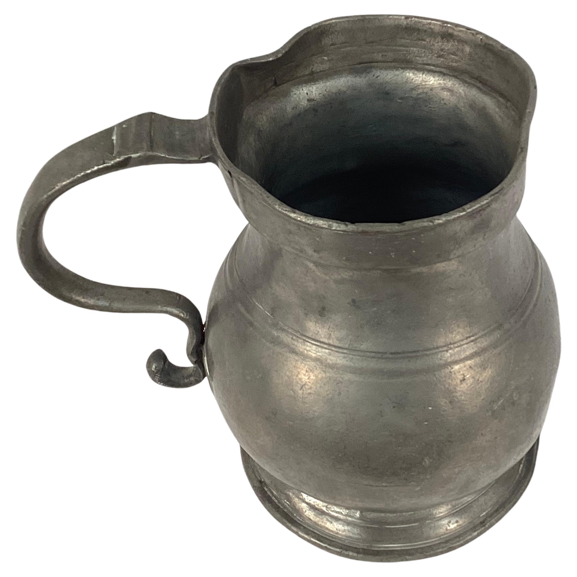 Late Victorian 19th Century English Pewter Pitcher For Sale