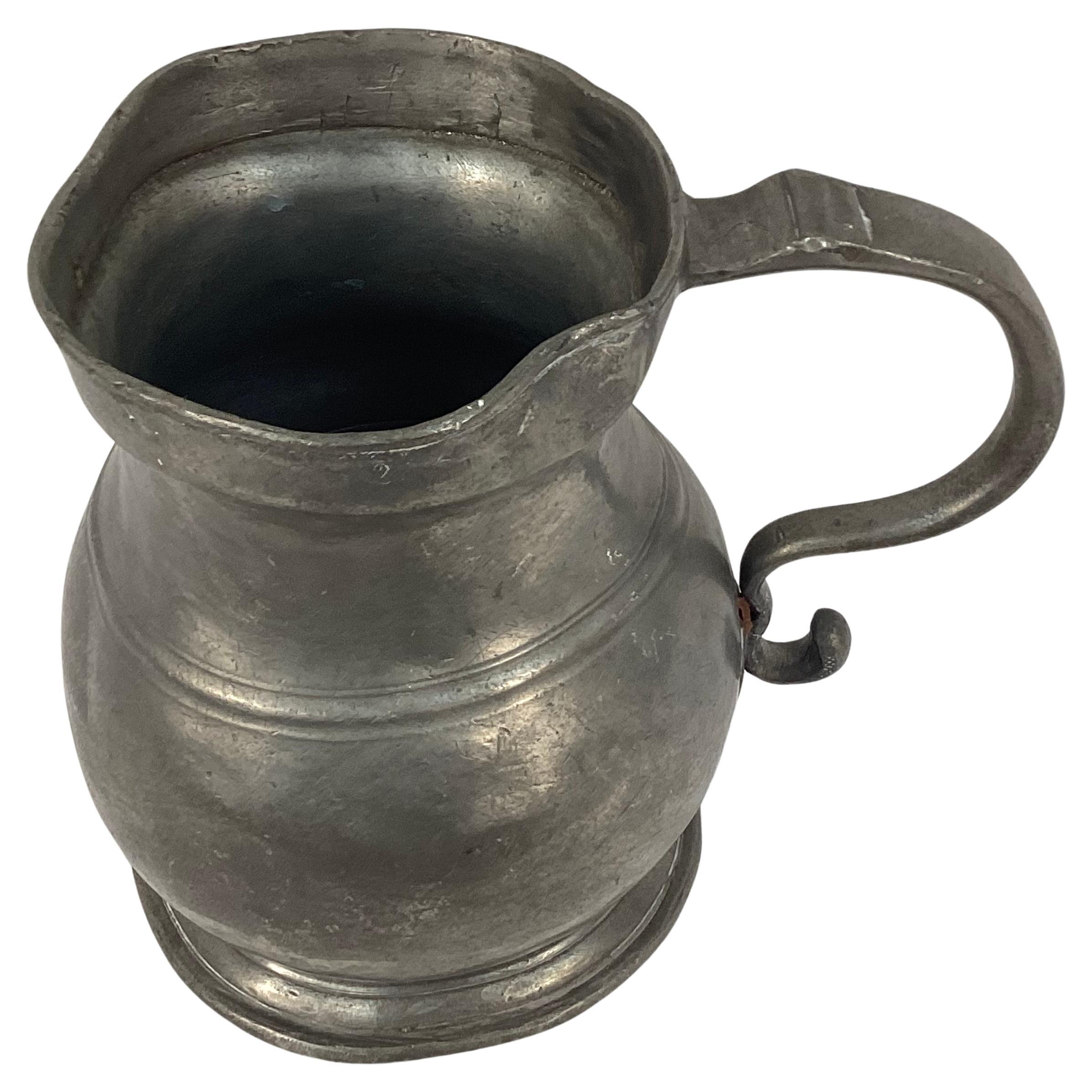 19th Century English Pewter Pitcher In Good Condition For Sale In Bradenton, FL
