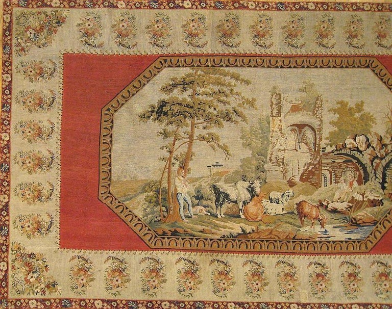 19th Century English Pictorial Needlepoint Tapestry For Sale at 1stdibs