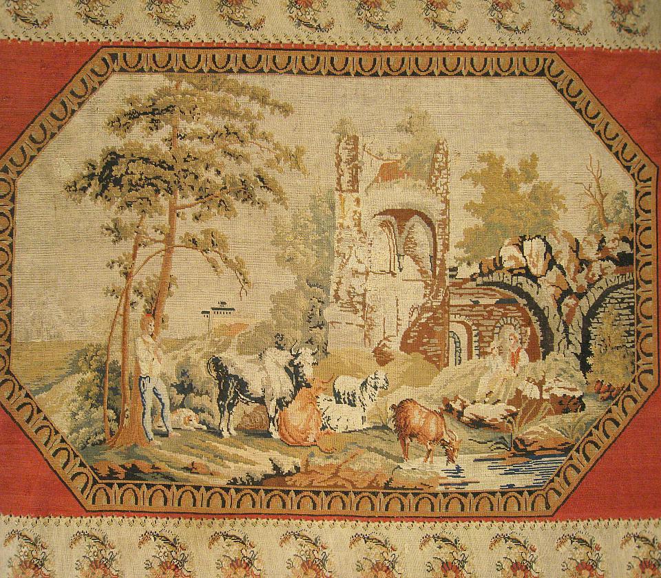 Hand-Woven 19th Century English Pictorial Needlepoint Tapestry