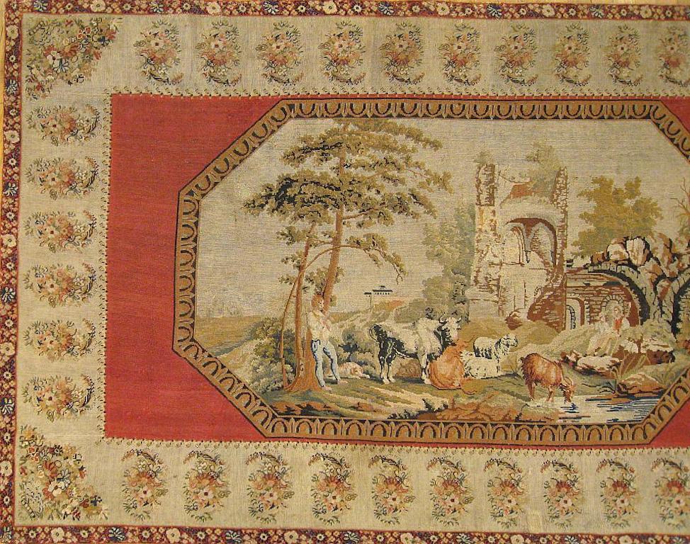 19th Century English Pictorial Needlepoint Tapestry In Good Condition In New York, NY