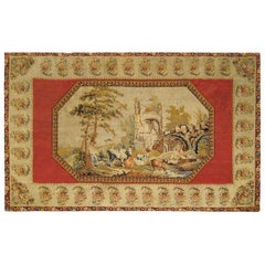 19th Century English Pictorial Needlepoint Tapestry
