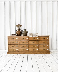 19th Century English Pine 16-Drawer Sorting Cabinet