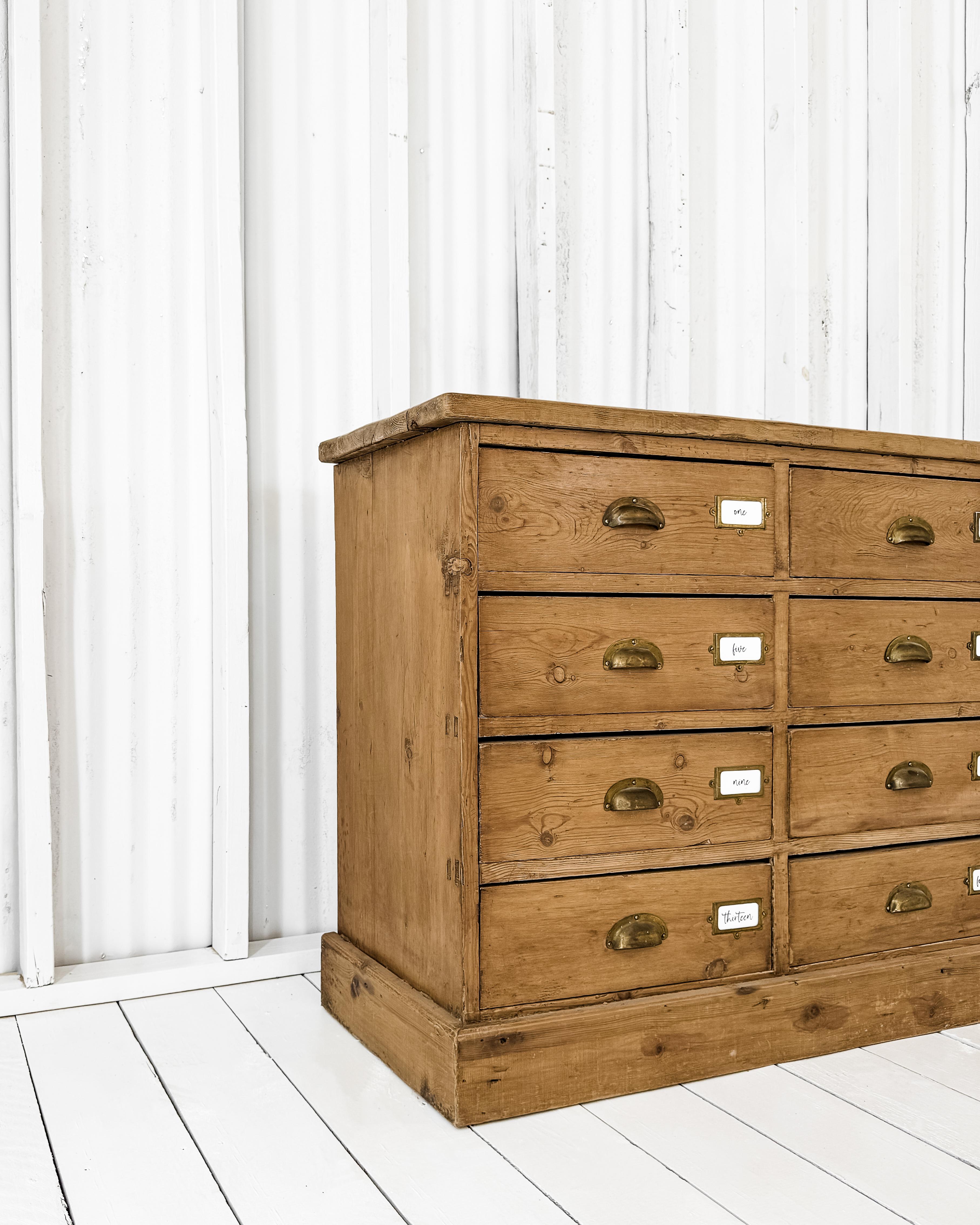 19th Century English Pine 16-Drawer Sorting Cabinet 2
