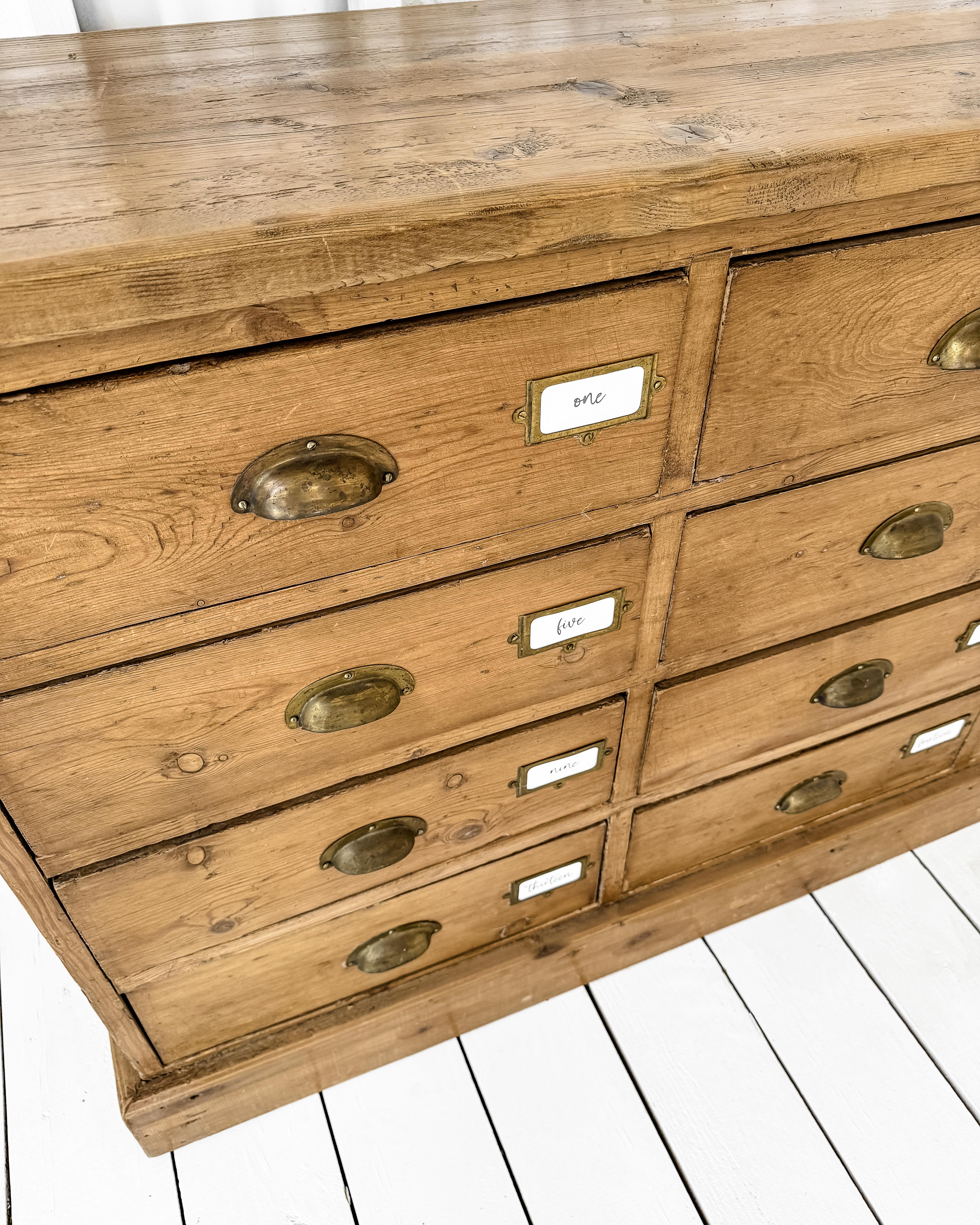 19th Century English Pine 16-Drawer Sorting Cabinet 6