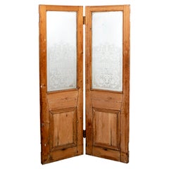 19th Century English Pine and Etched Glass Shop Door Panels