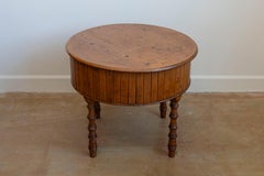 19th Century English Pine and Faux Bamboo Drum Table with Inner Metal Basin