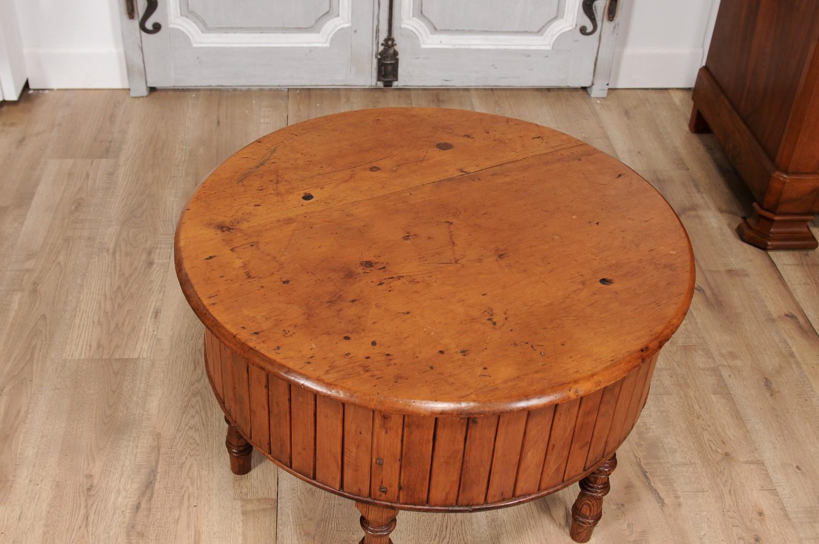 19th Century English Pine and Faux Bamboo Drum Table with Inner Metal Basin For Sale 2