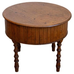 19th Century English Pine and Faux Bamboo Drum Table with Inner Metal Basin