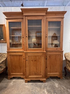 19th Century English Pine Breakfront Bookcase
