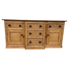 19th Century English Pine Breakfront Cupboard