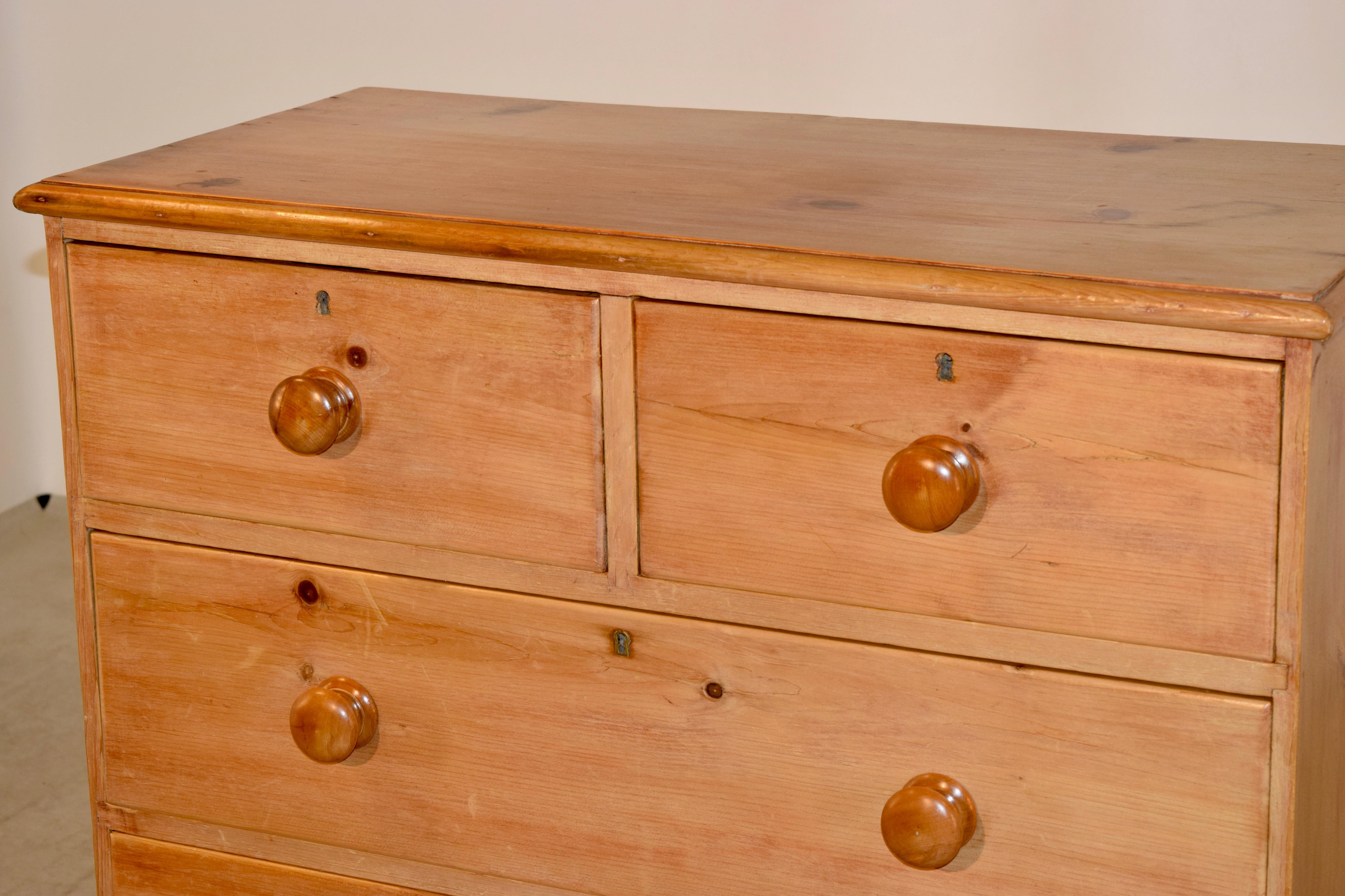 19th Century English Pine Chest In Good Condition In High Point, NC