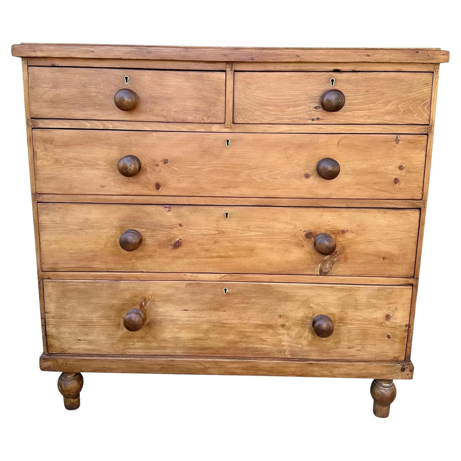 19th Century English Pine Chest For Sale
