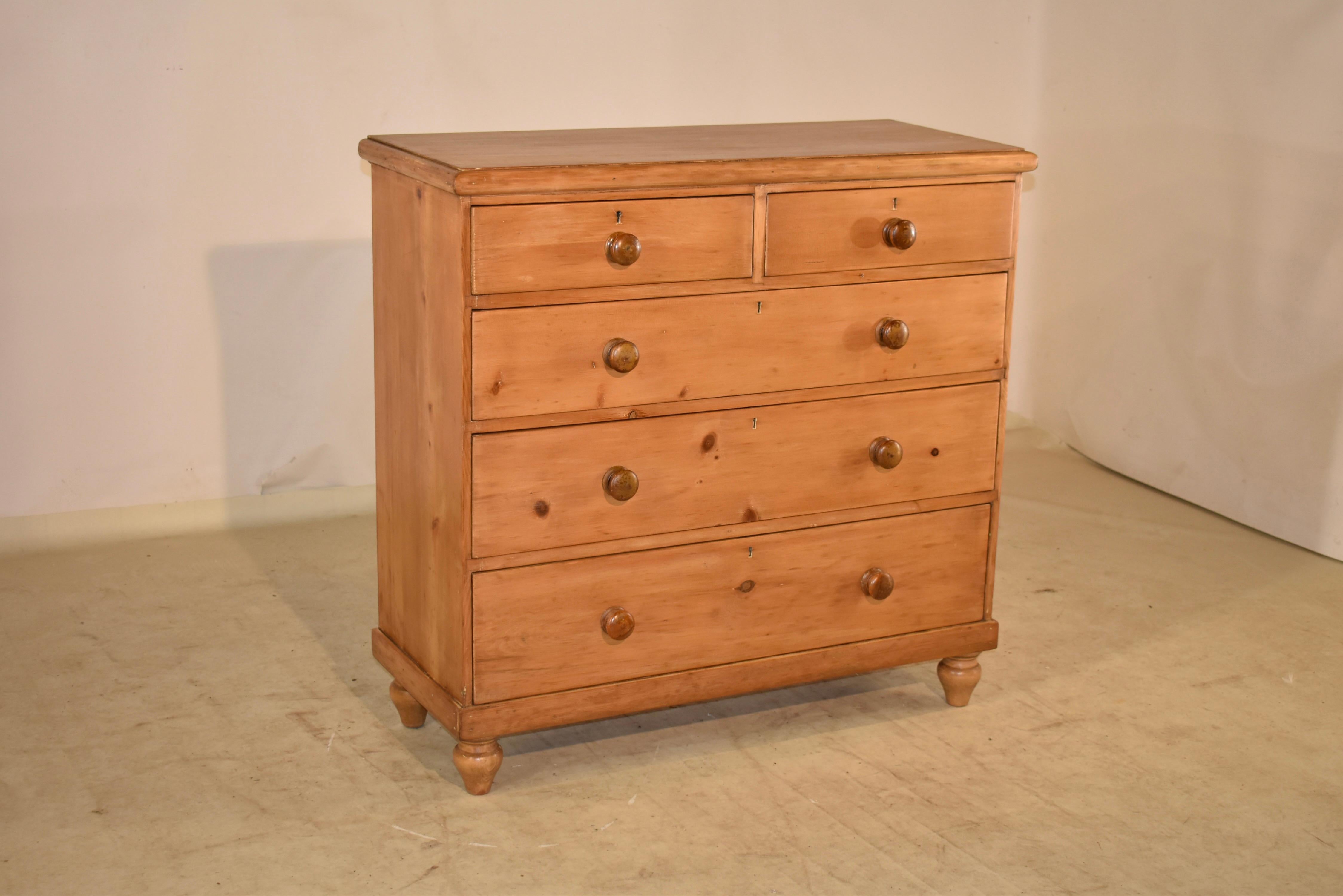 Victorian 19th Century English Pine Chest of Drawers