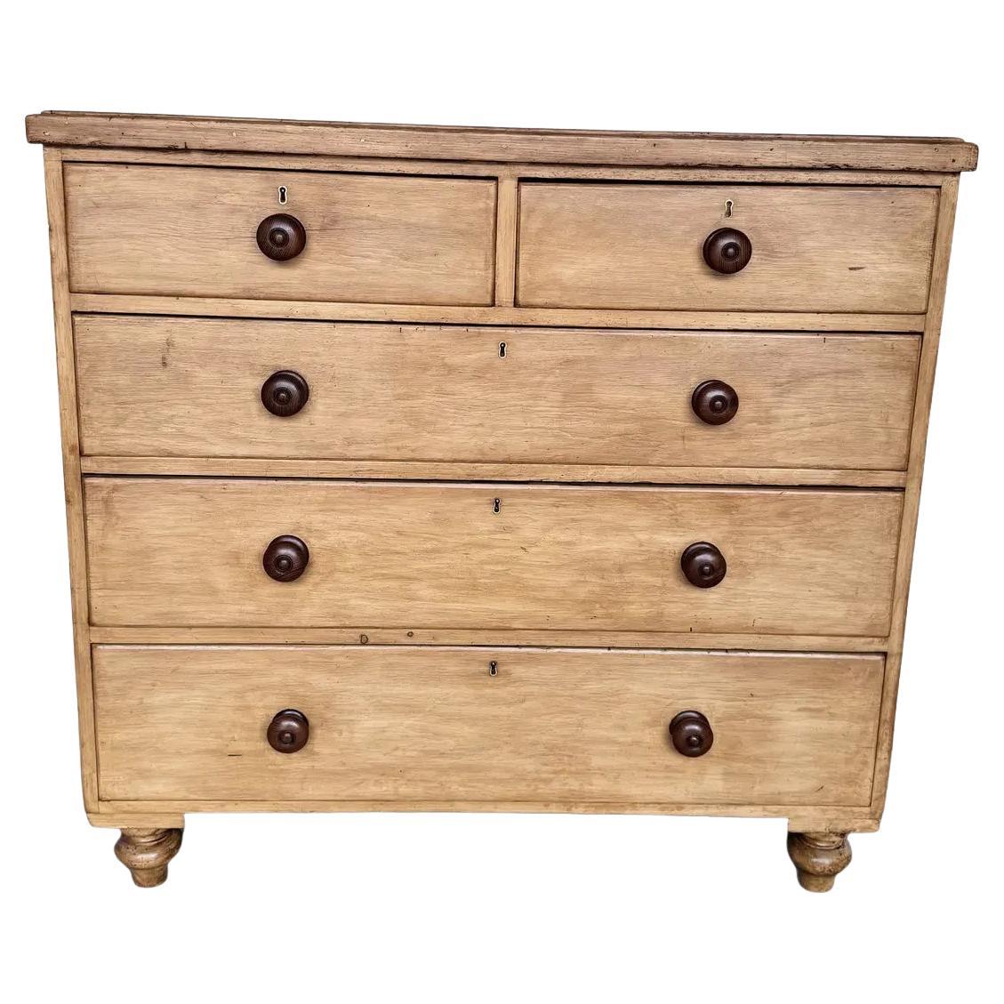19th Century English Pine Chest of Drawers For Sale