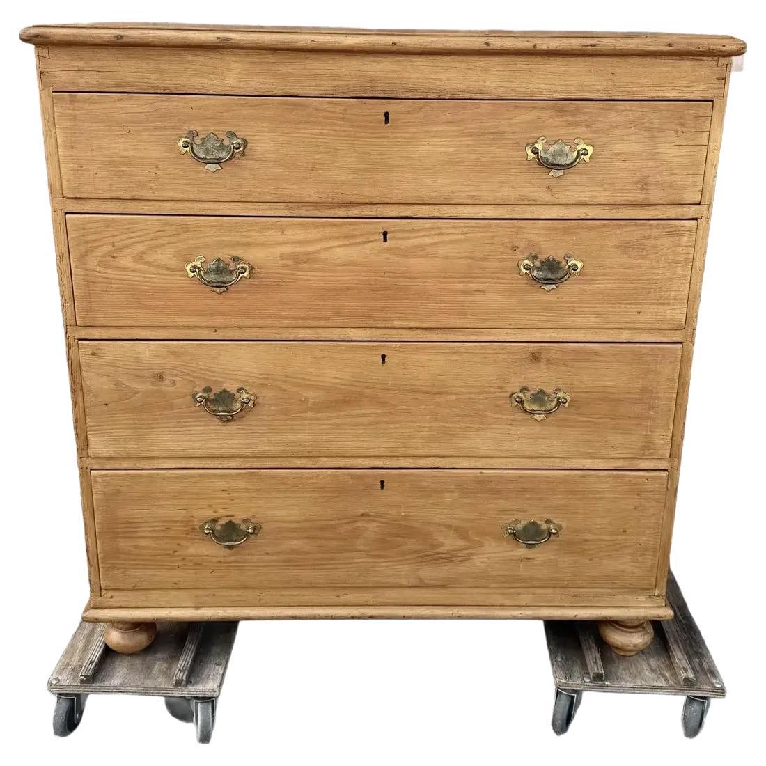 19th Century English Pine Chest of Drawers For Sale