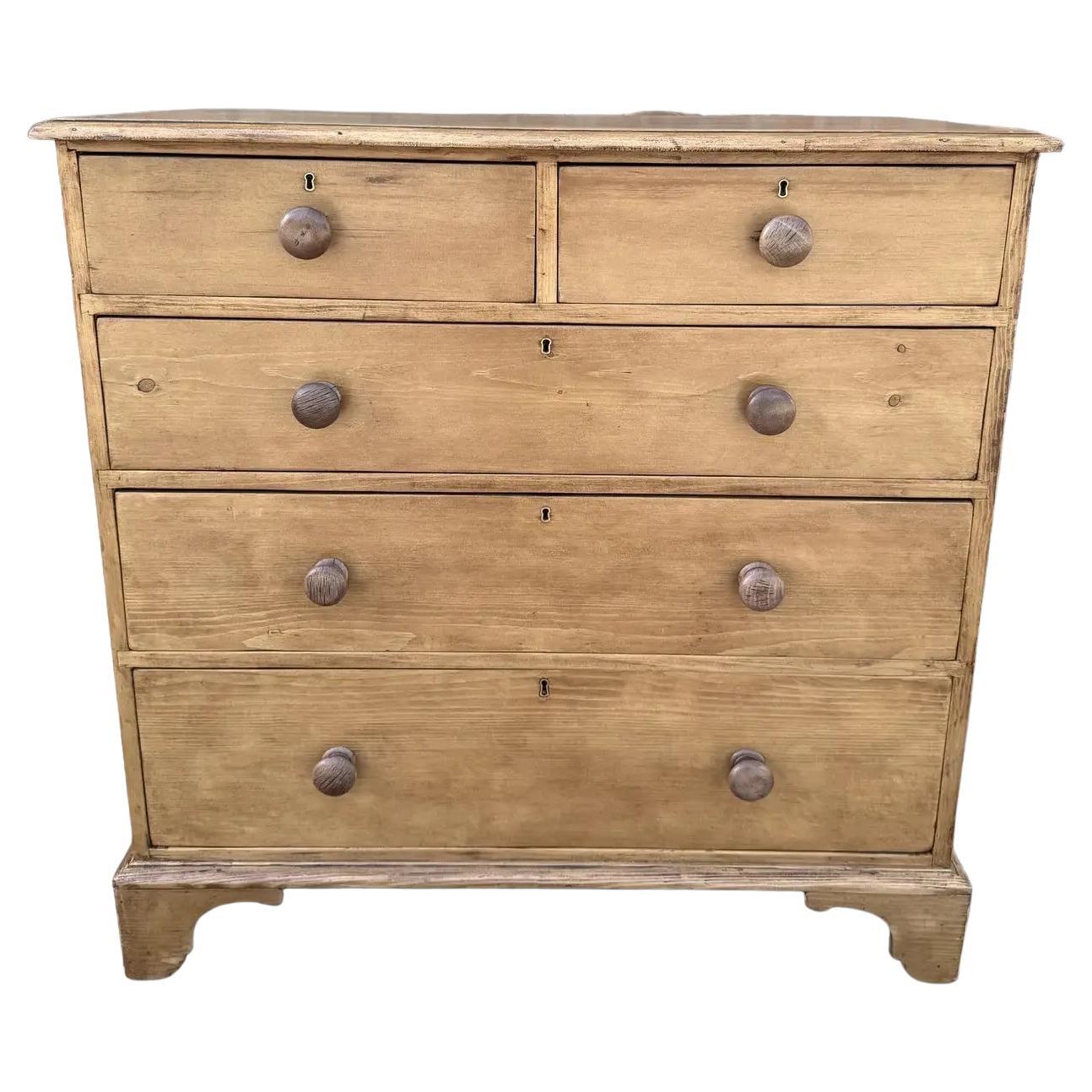 19th Century English Pine Chest of Drawers For Sale