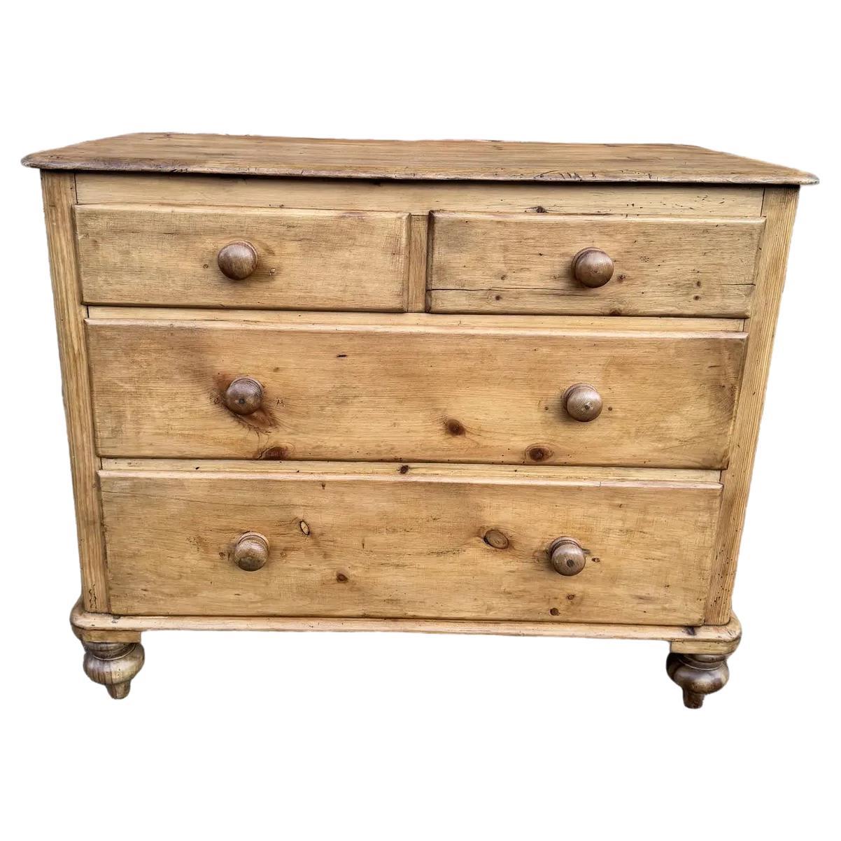 19th Century English Pine Chest of Drawers For Sale