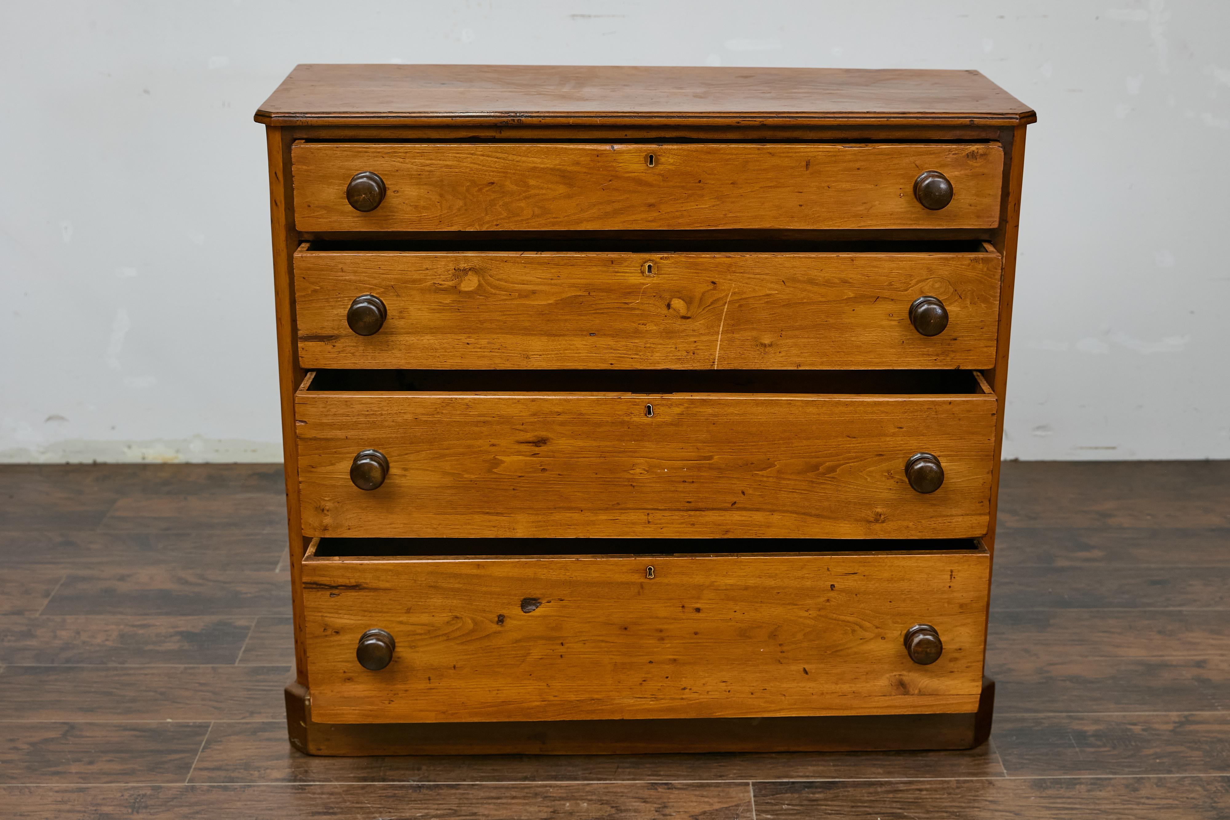 Coffre en pin anglais du 19ème siècle avec quatre tiroirs, pièce de rangement ancienne rustique en vente 6