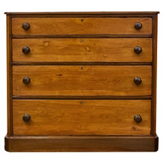 19th-Century English Pine Chest with Four Drawers, Rustic Antique Storage Piece