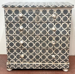 19th Century English Pine Chest with Later Florentine Paint Decoration