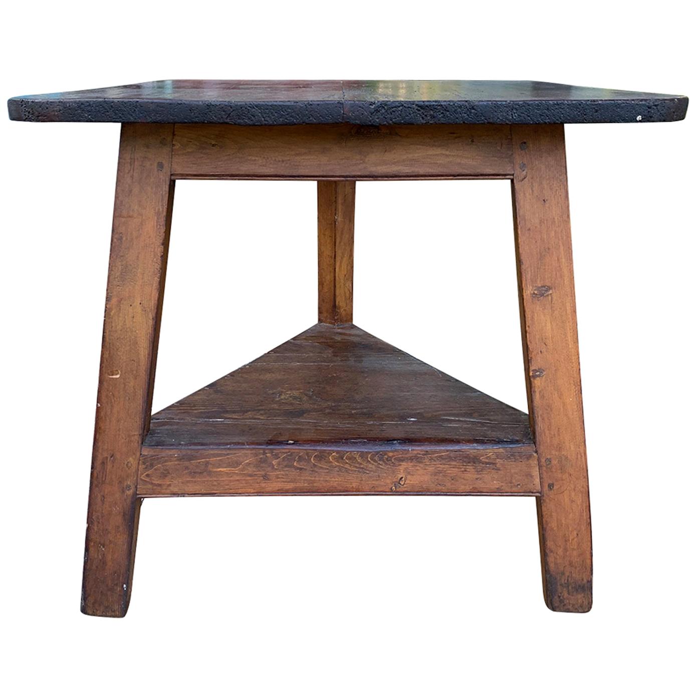 19th Century English Pine Cricket Table with Square Top