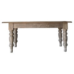19th Century English Pine Dining Table with Clipped Corners
