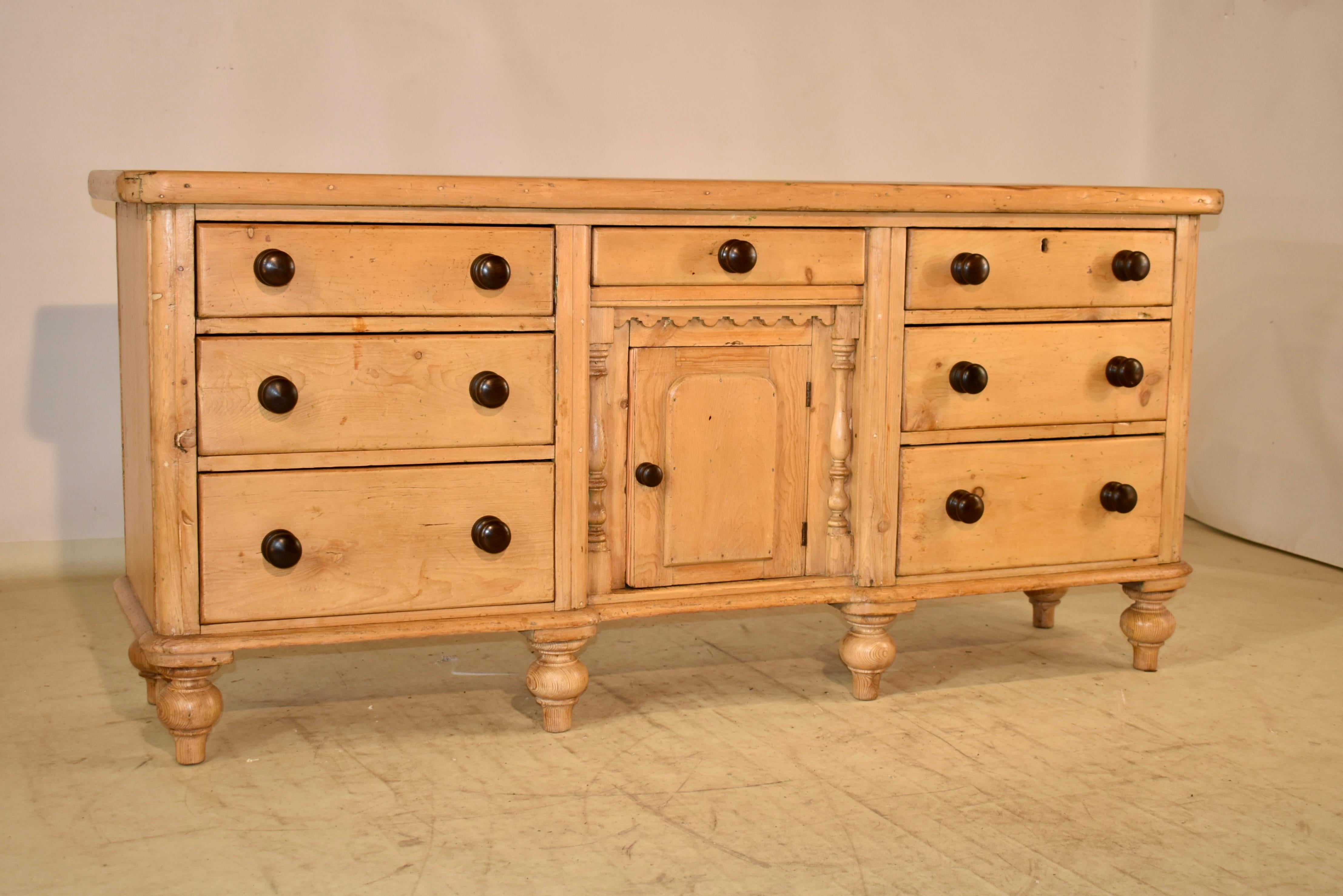 Victorian 19th Century English Pine Dresser Base For Sale
