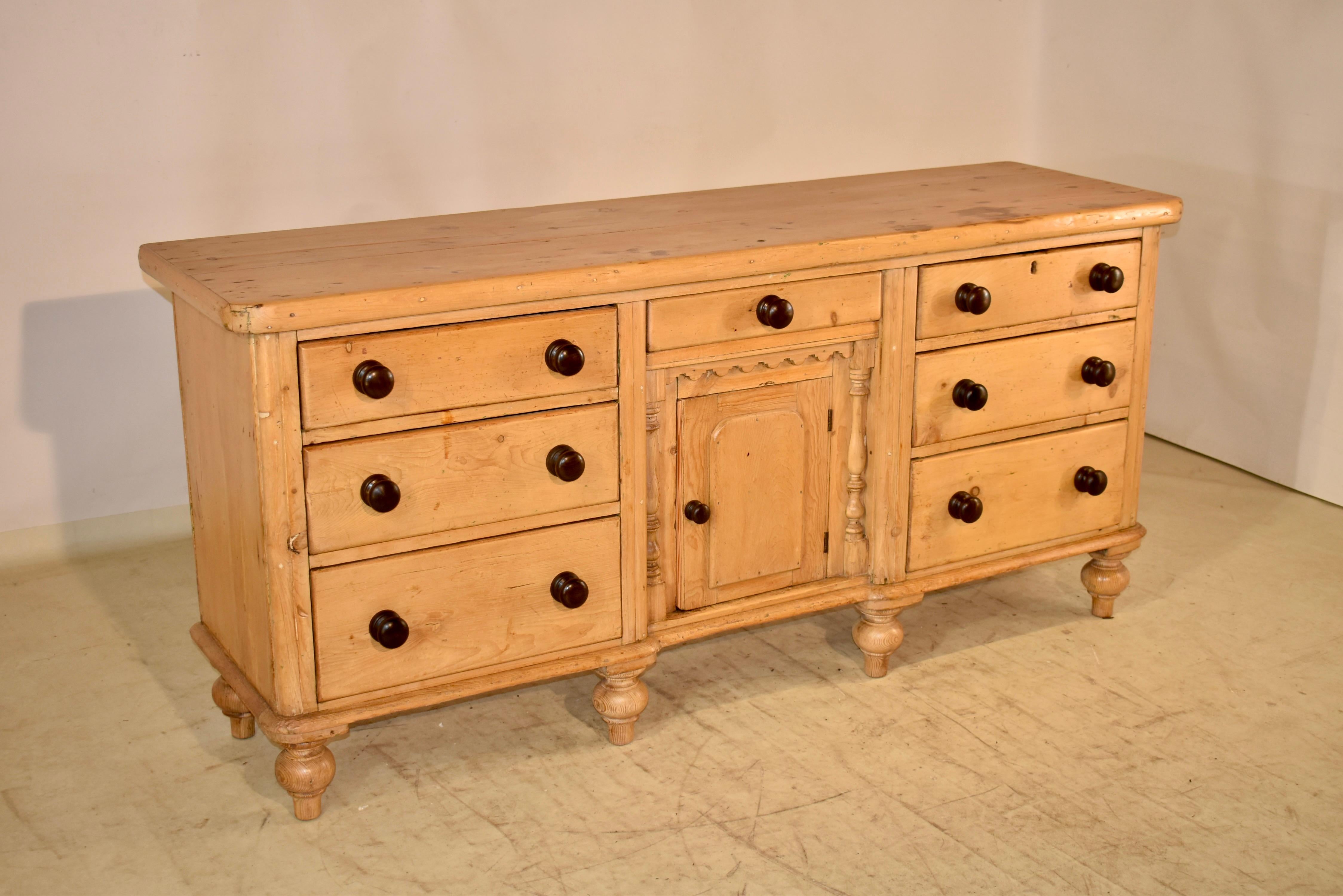 19th Century English Pine Dresser Base For Sale 1