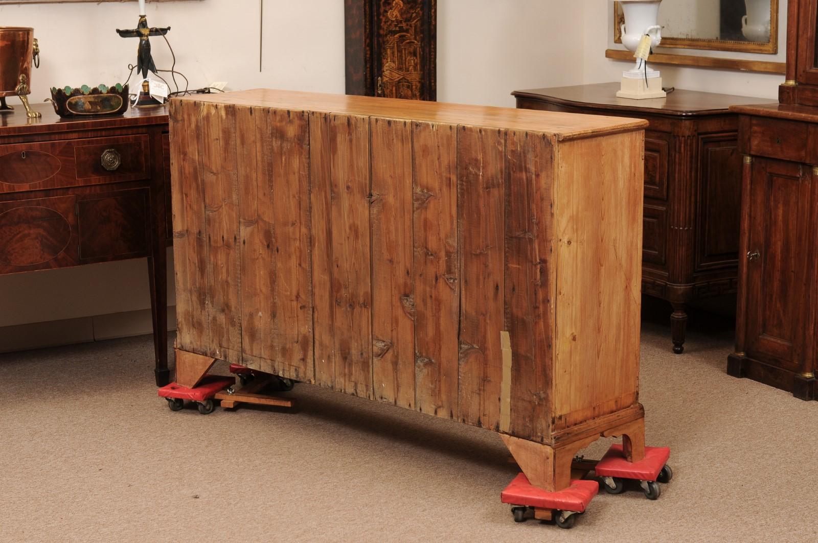 19th Century English Pine Dresser Base with 2 Cabinet Doors & 3 Drawers For Sale 5