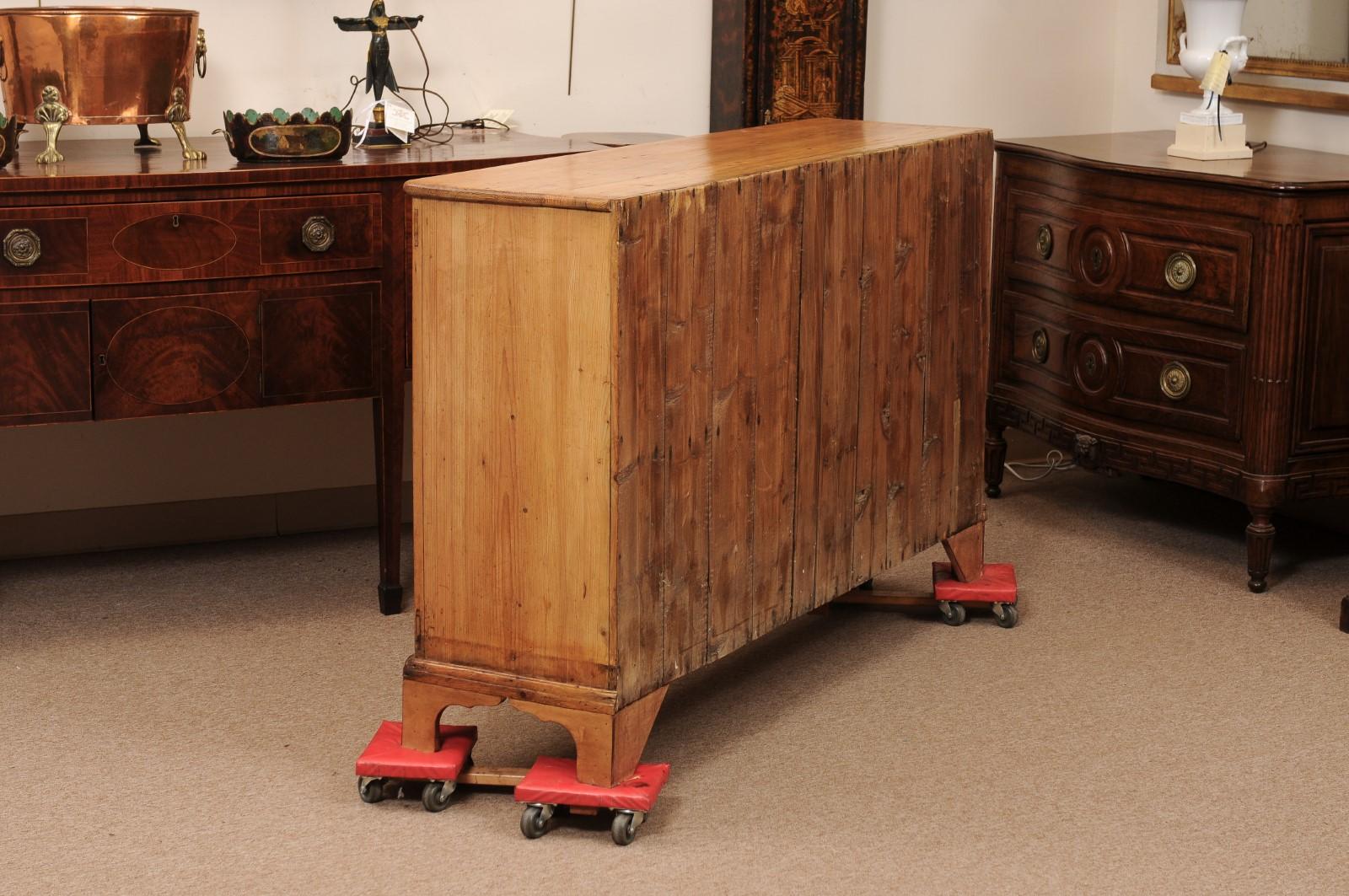 19th Century English Pine Dresser Base with 2 Cabinet Doors & 3 Drawers For Sale 7