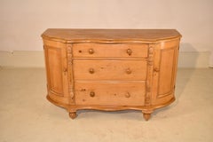 19th Century English Pine Dresser Base with Bowed Front