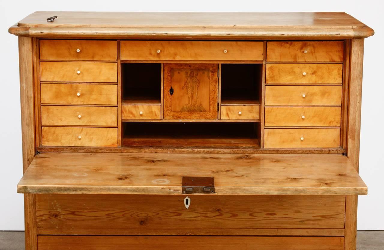 Hand-Crafted 19th Century English Pine Fall Front Secretary 