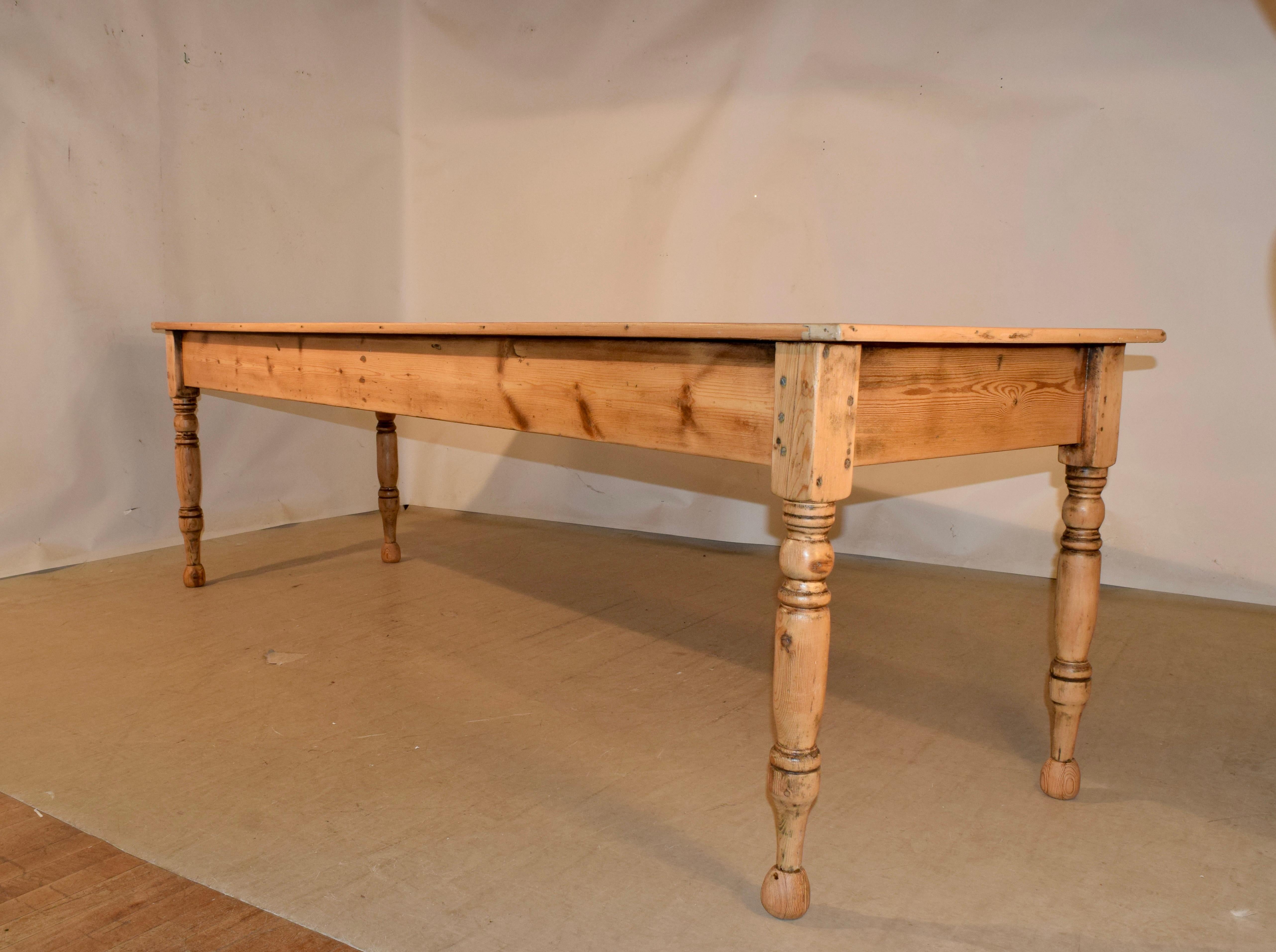 19th Century English Pine Farm Table For Sale 6