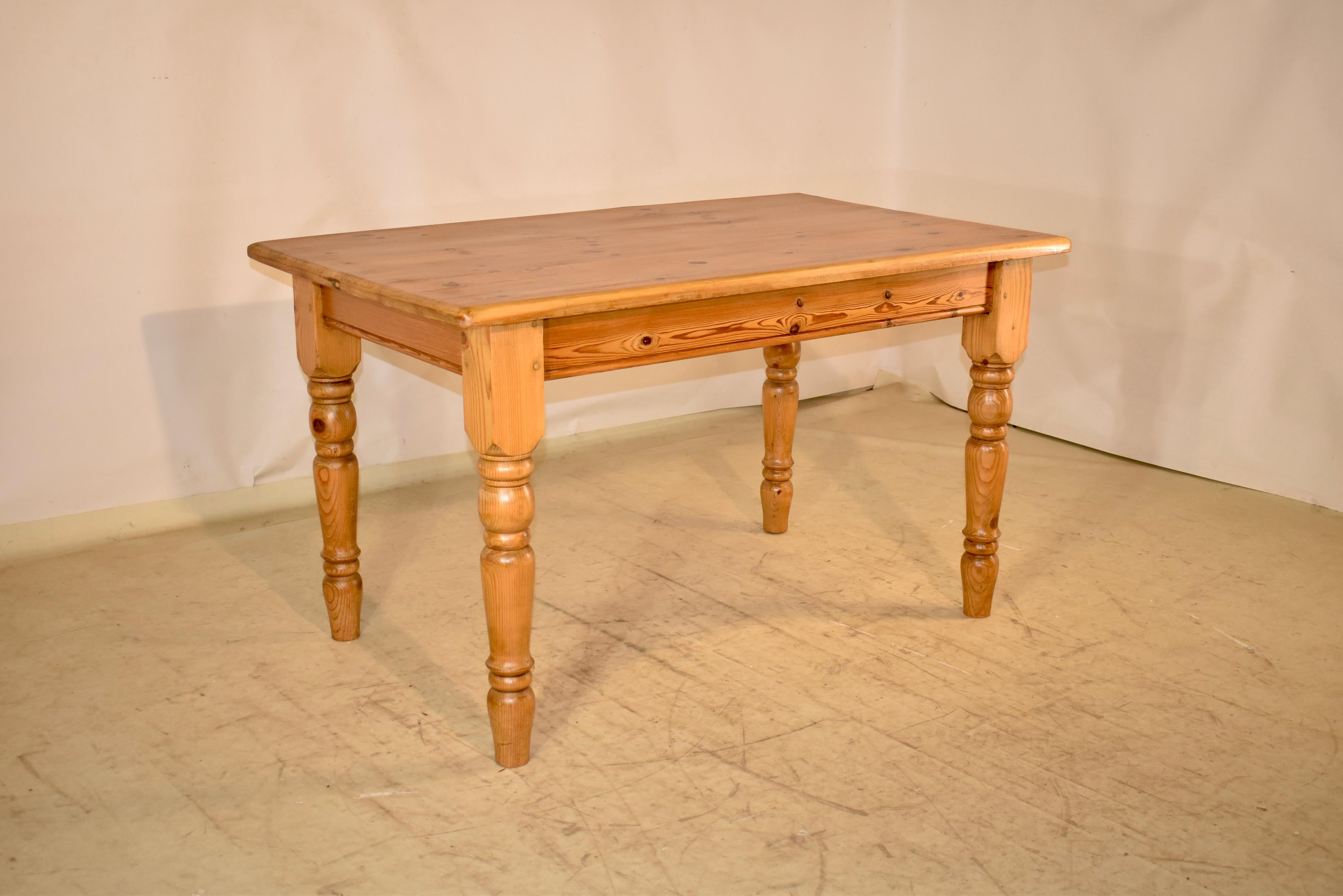Victorian 19th Century English Pine Farm Table For Sale