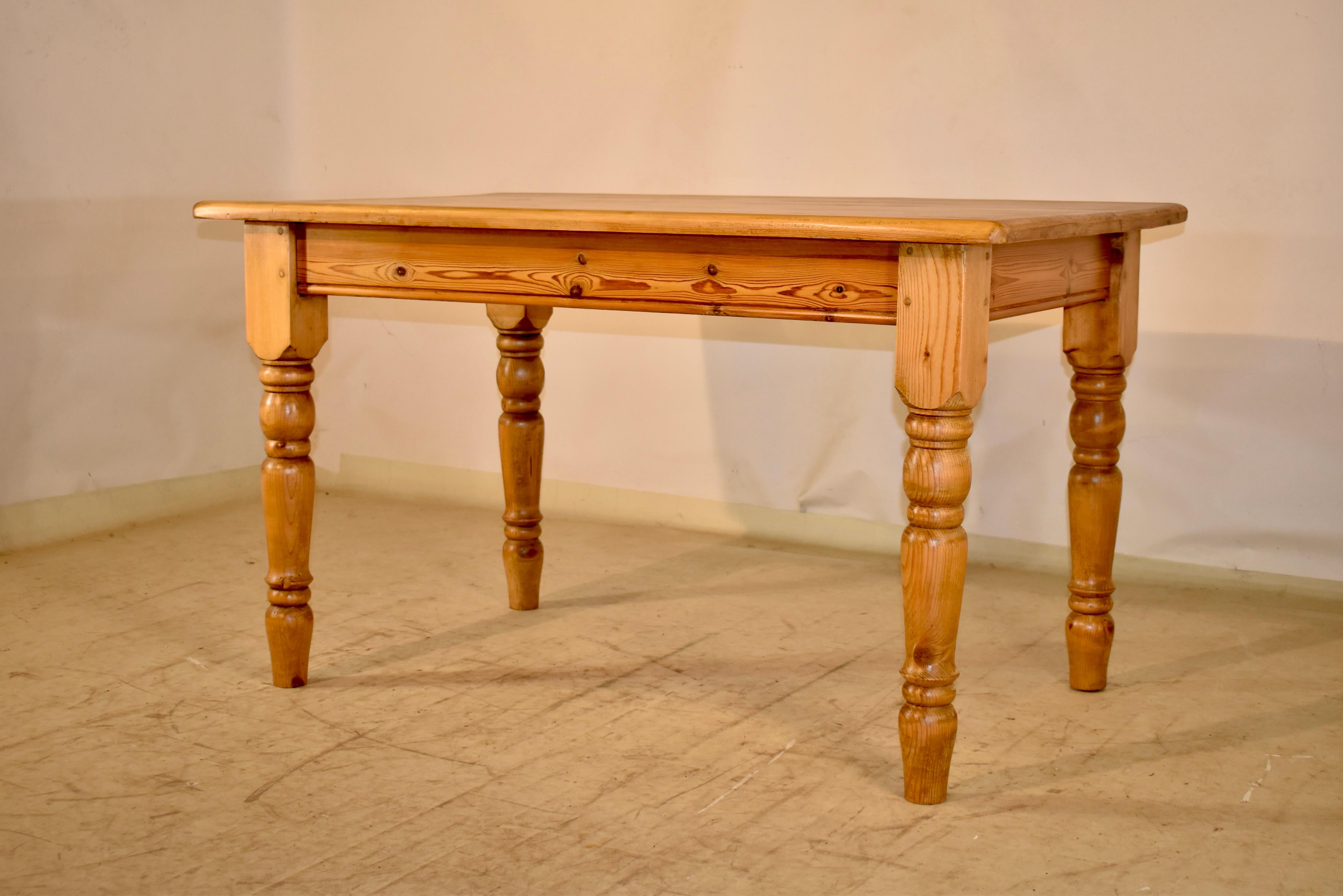 19th Century English Pine Farm Table For Sale 3